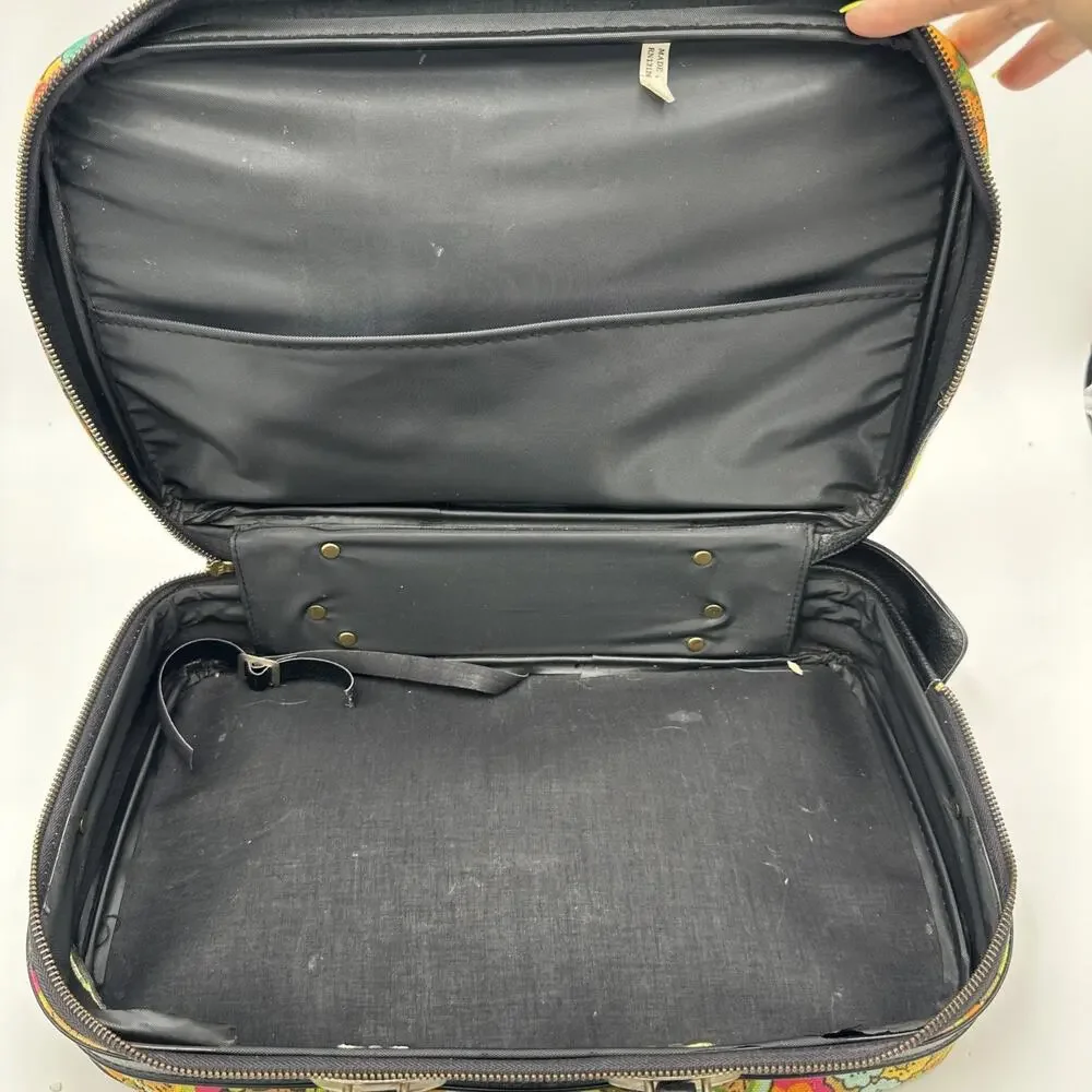 VTG Floral Suitcase 60's 70's Flower Power Retro Paisley Suit Case Made in Japan
